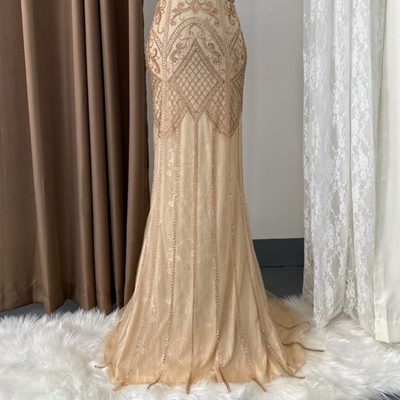 Illusion Neck Sheath Shape Prom Dress AC7001 - Picture 6 of 7